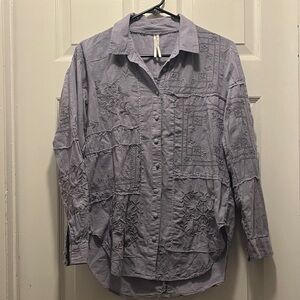 Anthropologie lavender patchwork Button-Up Shirt size small
